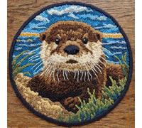 WallustrioaW Latch Hook Rug Kits,DIY Latch Hook Rug,Animal Otter,Home Carpet Floor mats Making Canvas Kits,Embroidery Needlework DIY Crafts,50x50cm
