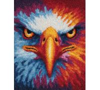 WallustrioaW Latch Hook Rug Kits for Adults Beginners,Animal Bald Eagle,Pre-Printed Canvas Yarn Rug Hooking Kits,DIY Crochet Carpet Creative Craft,60x90cm