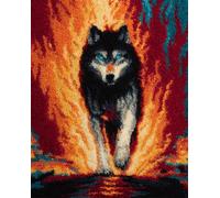 WallustrioaW Latch Hook Rug Kits for Adults Beginners,Animal Wolf,DIY Craft Doormat Carpet Making Kit Tapestry Gift Home Decorations,90x120cm