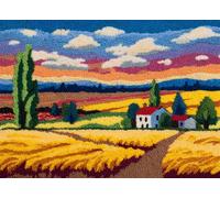 WallustrioaW Latch Hook Rug Kits for Adults Beginners,Autumn landscape,farm wheat field,DIY Craft Doormat Carpet Making Kit Tapestry Gift Home Decorations,60x90cm