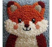 WallustrioaW Latch Hook Rug Kits for Adults Beginners,Cute Little Fox 12x12in DIY Crochet Rug Making Kit with Printed Patterns Canvas Yarn Carpet Crafting Arts