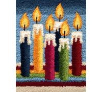 WallustrioaW Latch Hook Rug Kits for Adults Kids Beginners,Colored Candles,DIY Crochet Rug Making Kit with Printed Patterns Canvas Yarn Carpet Crafting Arts,55x75cm