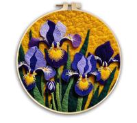WallustrioaW Needle Felting Kit,Beautiful iris Flowers,Felting Kit for Beginners Needle Felting Starter for DIY Decoration,20x20cm