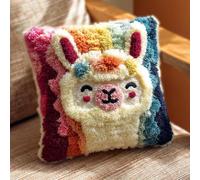 WallustrioaW Pre Printed Latch Hook Kits for Adults Beginners,Animal Alpaca,DIY Needlework Pillow Cover Cushion Making Kit for Christmas Birthday Gift,43x43cm