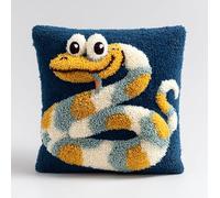 WallustrioaW Pre Printed Pattern DIY Latch Hook Kits,Animal Snake 43x43cm Cross Stitch Sofa Cushion Cover,3D Pillow Latch Hook Embroidery Kits Adults