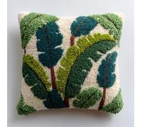 WallustrioaW Pre Printed Pattern DIY Latch Hook Kits,Banana Leaves 43x43cm Cross Stitch Sofa Cushion Cover,3D Pillow Latch Hook Embroidery Kits Adults