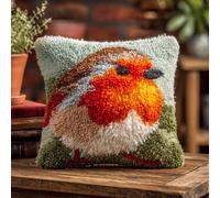 WallustrioaW Pre Printed Pattern DIY Latch Hook Kits,Pig 43x43cm Cross Stitch Sofa Cushion Cover,3D Pillow Latch Hook Embroidery Kits Adults