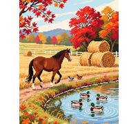 WallustrioaW Printed Cross Stitch Embroidery Patterns,Animals on The Farm,DIY 11CT Cross Stitch Embroidery Kits Craft Hobby Gift for Adults,40x50cm