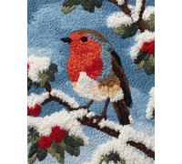 WallustrioaW Snowy Forest Scene DIY Tapestry Carpet Rug Making for Adults,Robin on a Branch,Crochet Kit for Beginners,Carpet Making Set with Printed Canvas,Gift,55x75cm