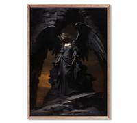 Wallvelart Abstract Black Angel Wall Art Gothic Woman Picture Angel Wings Art Print Gothic Angel Painting Dark Academic Canvas Art Black Angel Art Abstract Angel Art 16x24inch No Frame