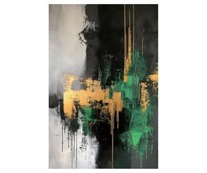 Wallvelart No Frame Emerald Green Black Gold Gray Wall Art Abstract Canvas Foil Artwork Modern Paintings Pictures Prints Emerald Green Picture 16x24inch No Frame