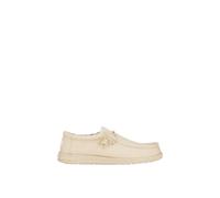 HEYDUDE - Men's Wally Canvas - Casual Slip-On Shoes - Moccasin Style, Stone White, 12 UK