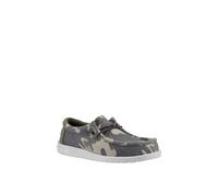 HEY DUDE Mens Green Slip On Canvas Loafers Lightweight Wally Washed Camo SIZE
