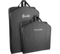 WallyBags Bride & Groom 60” and 40" Deluxe Travel Garment Bags Set, BLACK-B1G3
