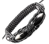Wallystone Gems Shungite Bracelet - Jewelry for Men Women - Natural Black Stone - Rice Beads - Brided Dense Beaded - Adjust Wirst Size - Each one has a Certificate of Authenticity