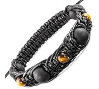 Wallystone Gems Shungite Bracelet with Tiger Eye Beads - Luxury Jewelry for Men Women - Natural Black Stone - Brided Dense Beaded - Adjust Wirst Size - Each one has a Certificate of Authenticity