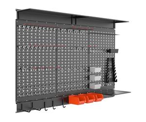 WALMANN 113 PCS Pegboard Wall Organizer Kit with Pegboard Hooks, Bins, Shelves, Pegboard Tools Storage System for Garage, Workbench, Modular Peg Board Tool Organizer Board with Hooks(Black)