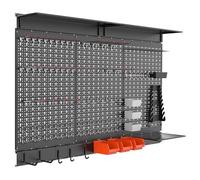 WALMANN 113PCS Pegboard Wall Organizer Kit with Pegboard Hooks, Bins, Shelves, Pegboard Tools Storage System for Garage, Workbench, Modular Peg Board Tool Organizer Board with Hooks(Black)