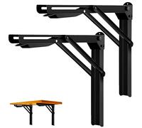 Walmann 24 Inch Folding Shelf Brackets, Sturdy Triangle Heavy Duty Metal Frame Hinge Wall Mounted Collapsible Shelf Space Saving DIY Bracket for Table Bench, Max Load 500 LBS