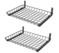 WALMANN Garage 12x18 inch Wall Shelf, Wall-Mounted Storage Shelves for Garage, Closet, Laundry Room, Heavy Duty Wall Shelving, Holds Up to 60 lbs(Pack of 2, Black)