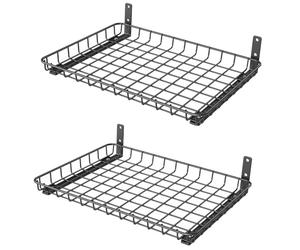 WALMANN Garage 12x18 inch Wall Shelf, Wall-Mounted Storage Shelves for Garage, Closet, Laundry Room, Heavy Duty Wall Shelving, Holds Up to 60 lbs(Pack of 2, Black)