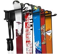 WALMANN Garage Storage Organization System Ski Wall Rack 10 Pairs of Skis Mount Hanger Home Shed and Garage Snowboard Wall Rack System Holds Up to 300lbs