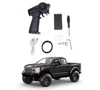 Walmeck 1:12 RC Pickup Truck 4WD 2.4GHz Remote Control Car with LED Lights Openable Doors Hood Tailgate Cruise Control for All Terrain Off Road Driving (Black)