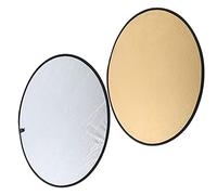 Walmeck 110cm Round Reflector, 2 in 1 Collapsible Photography Reflector with Silver and Gold, for Indoor Outdoor Portrait Fill Light