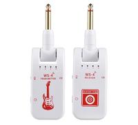 Walmeck 2.4G Wireless Guitar System, Rechargeable Transmitter and Receiver Set with 10 Hours Battery Life 48K 16bit Audio 40 Meter Range 8 Channels, for Electric Guitar Bass Wind (White)