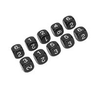 Walmeck 20PCS 16mm Number Dice, 6 Sided Plastic Polyhedral Dice Set with Round Corner Design, for Board Games and Numeral Teaching (Black)