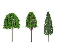 Walmeck 33pcs Mini Plastic Green Trees Scale Architectural Railways Landscape Scenery Layout Garden Decoration Tree Toys Shape for Model Layouts Garden Scenery Architectural Plast