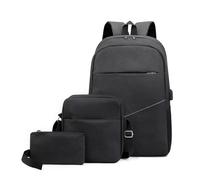 Walmeck 3pcs Backpack Set Women Men Laptop Backpack, Large Capacity with USB Port and Adjustable Straps, Fits Up to 15.6inches for Work, Business, Travel (Black)