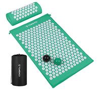 Walmeck Acupressure Mat and Pillow Set with Massage Balls, Full Body Pain Relief for Back Neck Shoulder, Stimulates Improves Blood Circulation, Portable Bag Included (Jade Green-ZK,)