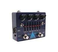 Walmeck Bass Distortion Pedal Alpha Omega Dual Modes DI Box 6-Band EQ Headphone Output Amp Simulator Bass Effects Pedal Aluminum Blue