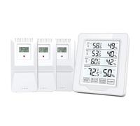 Walmeck Digital Thermometer Hygrometer Indoor Humidity Sensor Display White Backlit Temperature Monitor Wireless Transmission 500ft Range