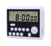 Walmeck Digital Timer Battery Powered 5 Channels Multi Task Timer with Clock for Kitchen Baking Learning Students Professionals Plastic 88x21x72mm