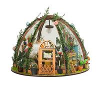 Walmeck DIY Miniature Flower House Kit Realistic Green Plant Garden Decor with LED Light for Children Bedroom Office