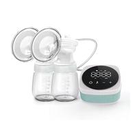 Walmeck Double Breast Pump Portable Electric Breast Pump Hands Free for Breastfeeding LED Screen 3 Modes 9 Suction Level Low Noise 180ml Milk Bottle Capacity Blue White