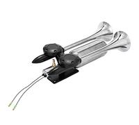 Walmeck Dual Trumpet Air Horn 300db Universal Kit for Car Truck Van 12V 24V | All Metal Construction, Chrome Finish, Sound, Low Power Consumption, Mounting Kit Included