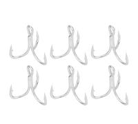 Walmeck Fishing Hook Sharpened Barbed High Strength Metal Treble Hooks Fishhook Durable -Proof Heavy Duty Big Fish Silver 20pcs 6# 10pcs 1/0# (Large Size 1/0# (10 Pieces Sold))