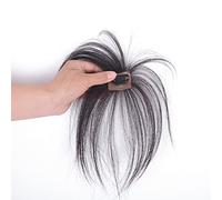 Walmeck Human Hair Bangs Clip, Lightweight Air Bangs for Women with Concealed Clip, Dark Brown Sideburns Modify Facial Contour