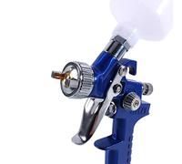 Walmeck HVLP Mini Air Paint Spray Gun Low Pressure 0.8mm Nozzle 100ml Blue Gravity Feed for Modeling and Artistic Drawing