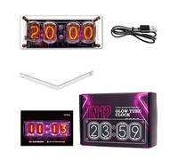 Walmeck IN12 Nixie Tube Clock Retro Digital Timer With Power Failure Memory 10 RGB Ambient Light Modes Type C Powered For Home Office Decor Acrylic Material 4 Digits Display (Clock)