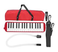 Walmeck IRIN Melodica 32 Key Professional Wind Musical Instrument with Piano Style Keys for Beginners Students Music Lovers ABS Matt Black Silver Plated Base (Red)