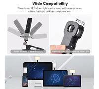 Walmeck LED Fill Light, Bi-color Temperature & Adjustable Brightness, Soft and Not Dazzling Lighting, Long Battery Life, on Design for Computer Tablet Video Conference Live
