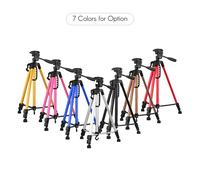 Walmeck Lightweight Photography Tripod Stand Aluminum 3kg Load Capacity Max Height 135cm Carry Bag Phone Holder DSLR Camera Smartphone Photography (Burgundy)