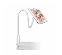 Walmeck Long Arm Phone Holder, Flexible Gooseneck Tablet & Phone Stand, Fits Most of Devices, with Adjustable Mount, for Desk/Bed/Kitchen (White)