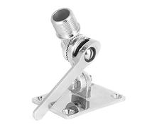 Walmeck Marine VHF Stainless Steel Talkie Antenna Holder, Adjustable Base Bracket, Solid Metal Slab Resistant Durable, Double Swivel Ratchet Design, 1 Inch Wire Standard for Marine