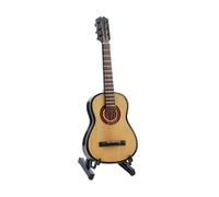 Walmeck Mini Guitar Model Vintage Small 6 String Wooden Guitar Model Music Ornament for Home Office Decor (Wood Color)