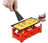 Walmeck Mini Raclette Grill Set, Cheese Melter Pan with Spatula, Premium Carbon Steel Kitchen Gadgets, Enjoy with Others, Great, Convenient to Use, Foldable Portable Design (Red)